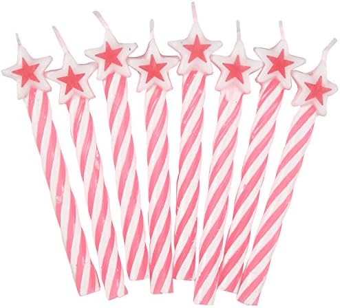 Amscan 8 Pink Spiral Candles with Star Tips