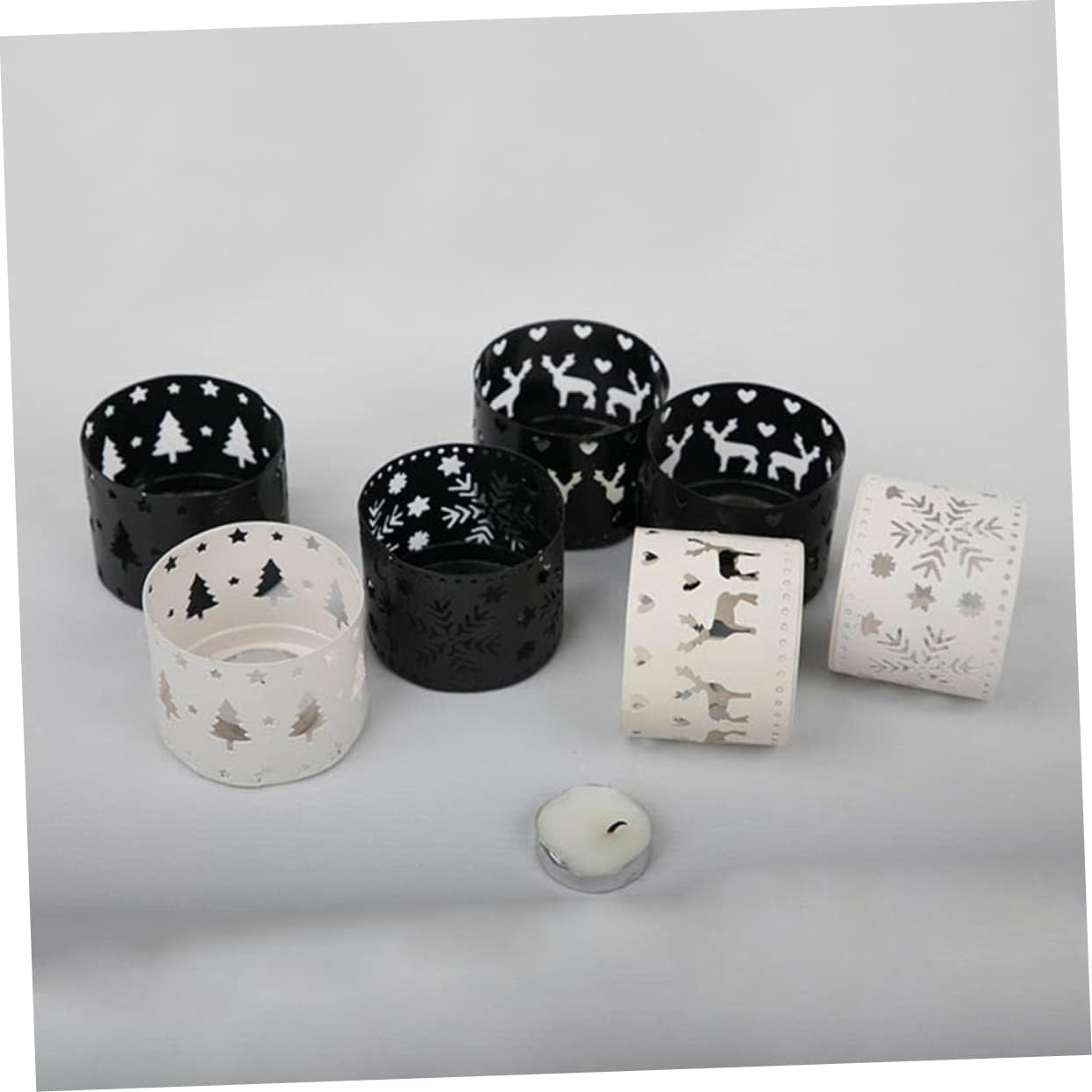 Retro Iron Snowflake Candle Holder Large Black
