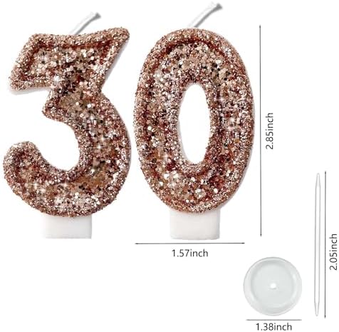 Fruit Scented Birthday Candles Rose Gold Glitter Set of 2