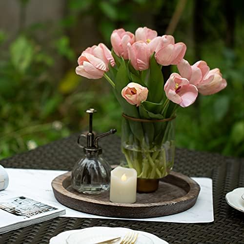Romadedi 11inch Rustic Wooden Candle Tray Decor