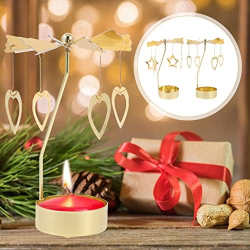 Beaupretty 2pcs Rotating Candlestick Holders Five-Pointed Star Party Decor