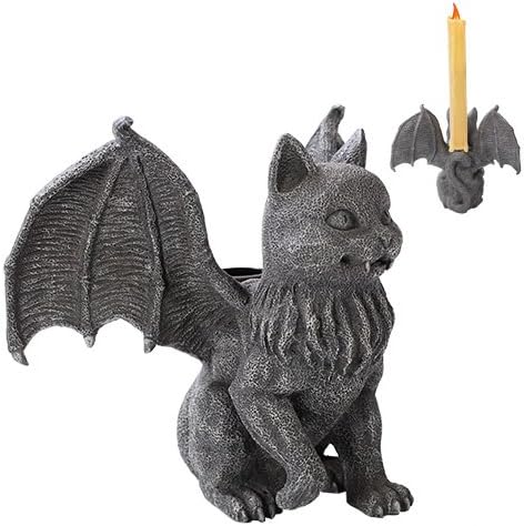 Vampire Dracula Fanged Cat Gargoyle Candleholder Figurine 1