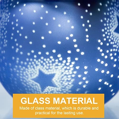 Beaupretty Glass Candle Holders with Star Decor Blue