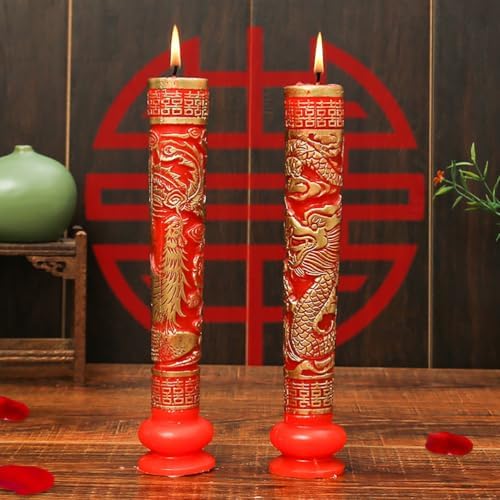 Ciieeo Dragon and Phoenix Wedding Candle Menorah Ornament