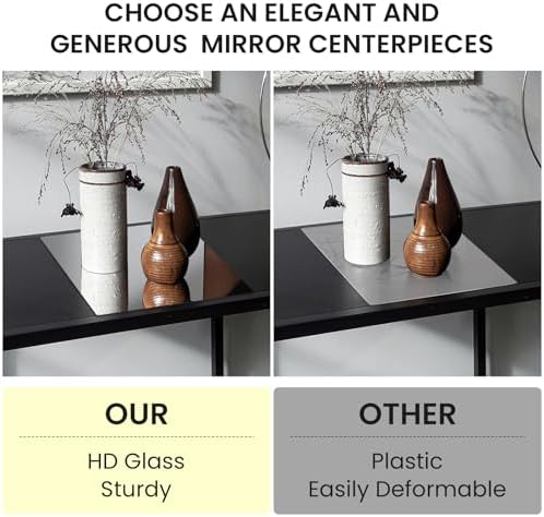 8 Square Glass Mirror Centerpieces 12Pcs with Non-Slip Feet