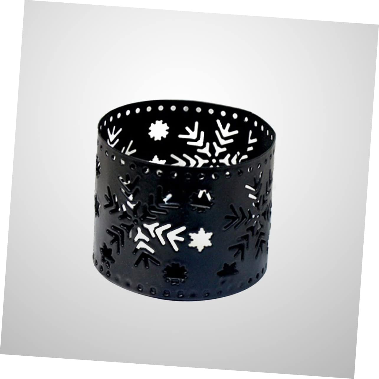Retro Iron Snowflake Candle Holder Large Black