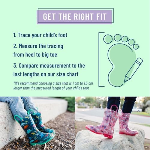 Wildkin Kids Rain Boots with Slip-On Handles and No-Slip Tread