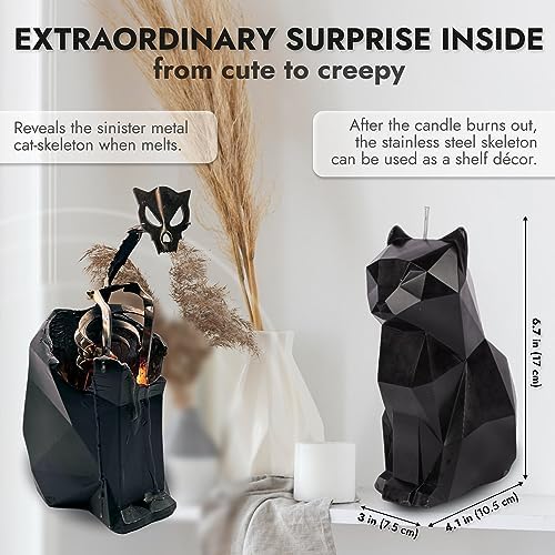 Lidy Cat Candle with Skeleton Love Blanket Bundle - 24 Hr Burn Gift Box