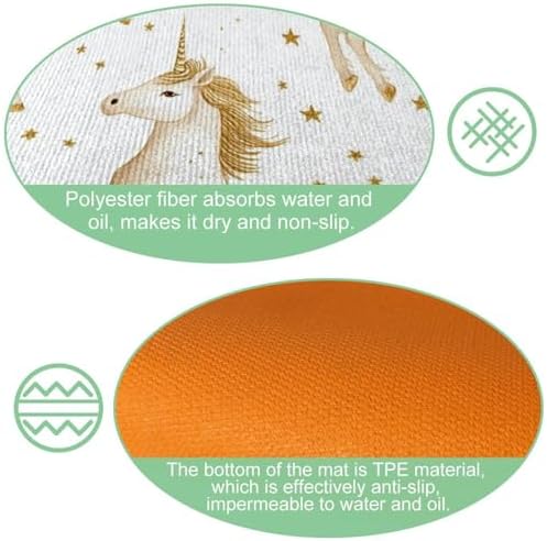HOHODIY Set of 2 Gold Unicorns Kitchen Mats