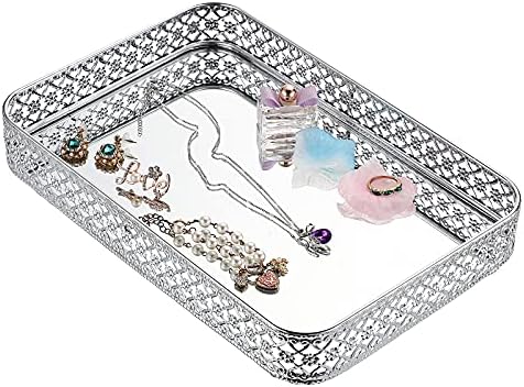 ELLDOO Decorative Mirror Jewelry Storage Tray