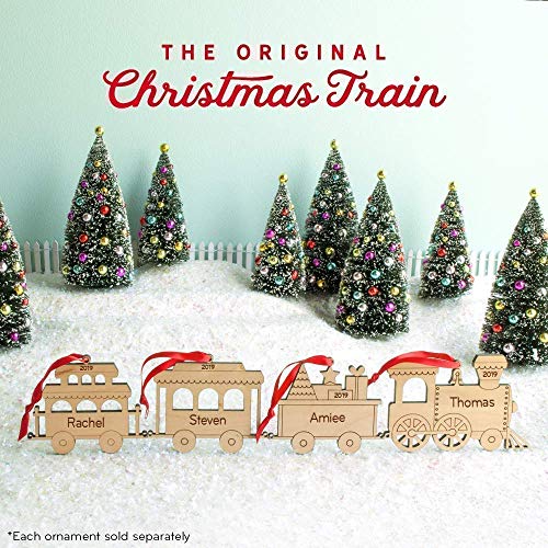 Train Ornament Caboose Personalized Babys First Christmas 2024 Wood