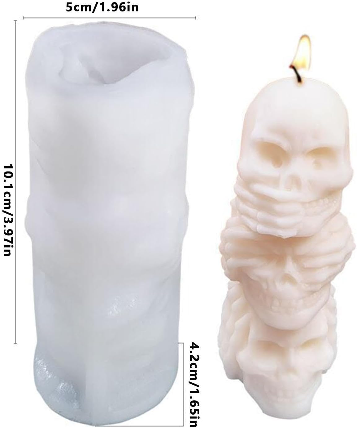 Decorhome Skull Silicone Candle Mold Gothic Stacking Design