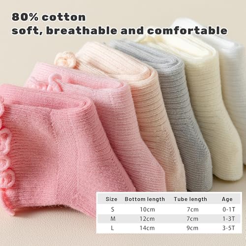 ANYANIME Toddler Ruffle Socks for Girls - Cute Non-Slip Soft Grip Socks