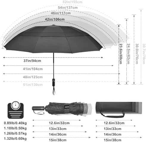 G4Free 62 Inch Double Canopy Folding Golf Umbrella