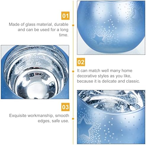 Beaupretty Glass Candle Holders with Star Decor Blue