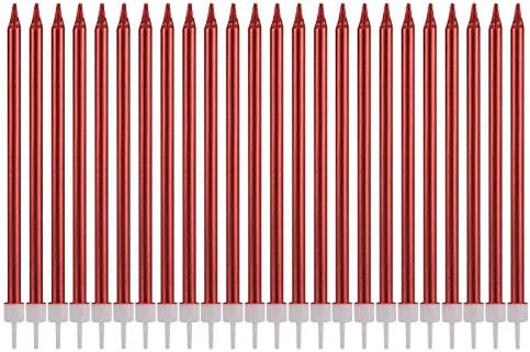 Pfizermay 24 Count Red Birthday Candles with Holders