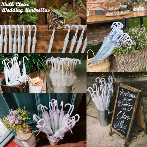 14 Pack Clear Wedding Umbrellas for Bride Groom Photography