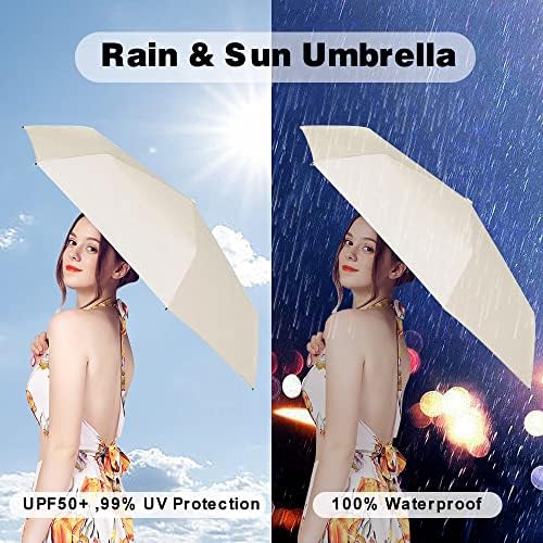 ESUFEIR Travel Sun Rain Umbrella with Case - Compact and Windproof