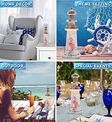 CoTa Global Flamingo Beach Lighthouse - 85 Inch Handmade Wooden Decor