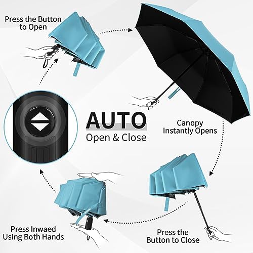 Yoobure Windproof Travel Umbrella - Automatic UV Protection Lightweight Portable 2 Person Shade