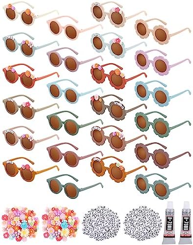 Kanayu Kids Round Sunglasses DIY Kit with Letter Beads and Flower Charms