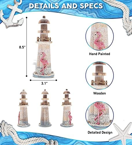 CoTa Global Flamingo Beach Lighthouse - 85 Inch Handmade Wooden Decor