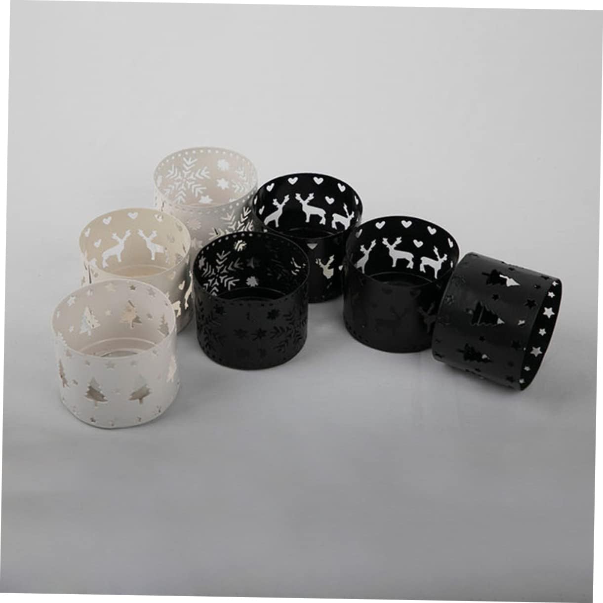 Retro Iron Snowflake Candle Holder Large Black