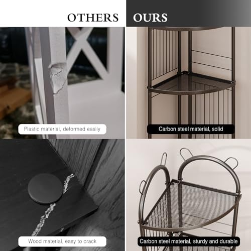 CICUFY Corner Shelf 3 Tier Metal Black