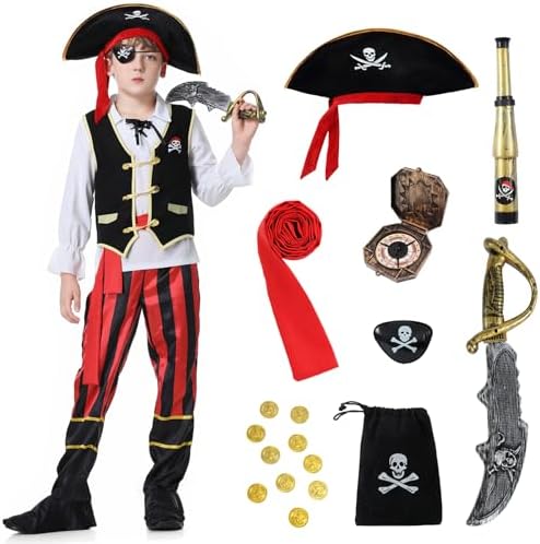 YuDanae Pirate Costume for Kids 3-12 Years