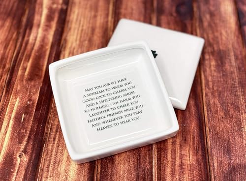 Susabella Square Ceramic Keepsake Box with Irish Blessing