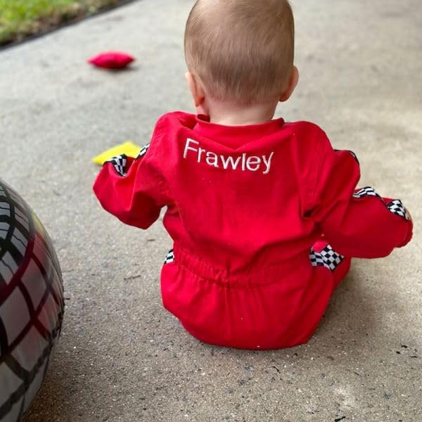 Personalized Baby Racer Jumpsuit with Name and Number