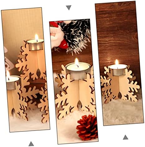 Elegant Christmas Snowflake Candle Holders 6 Pack Wood Decor