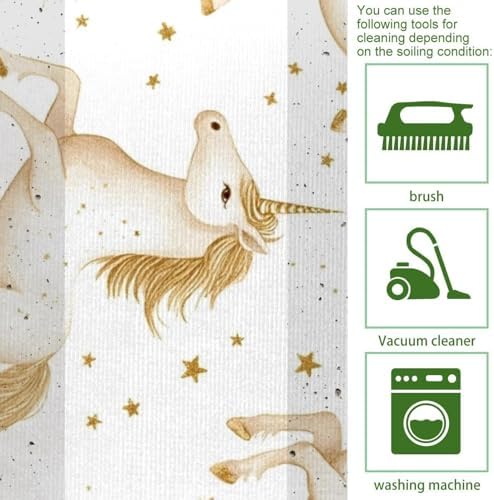 HOHODIY Set of 2 Gold Unicorns Kitchen Mats