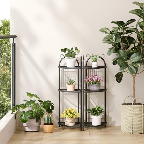 CICUFY Corner Shelf 3 Tier Metal Black