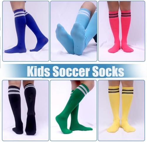 3 Pairs Kids Soccer Socks Striped Knee High