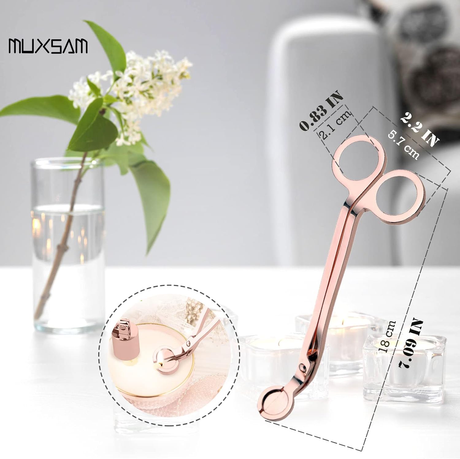MUXSAM Rose Gold Candle Wick Trimmer Set 1