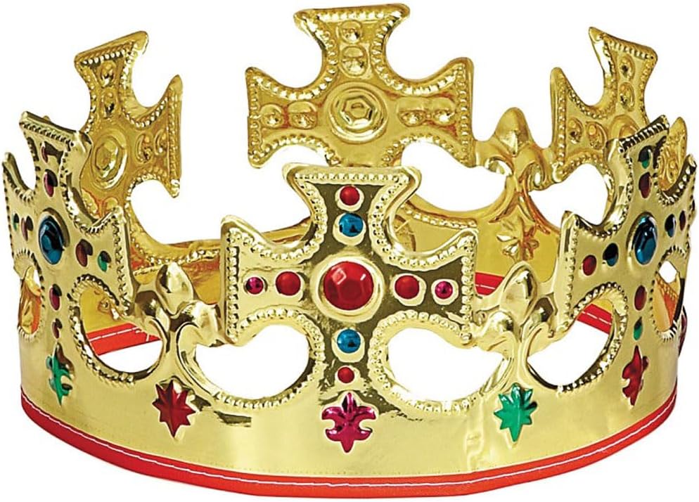 Unique Gold Plastic King Crown - One Size 1