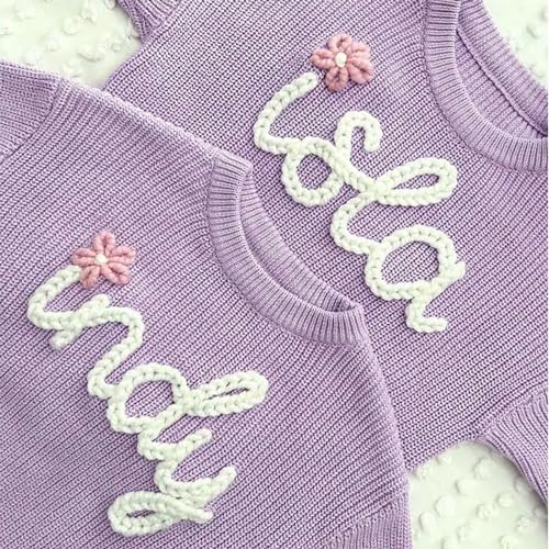 Personalized Toddler Baby Girl Floral Crewneck Sweater