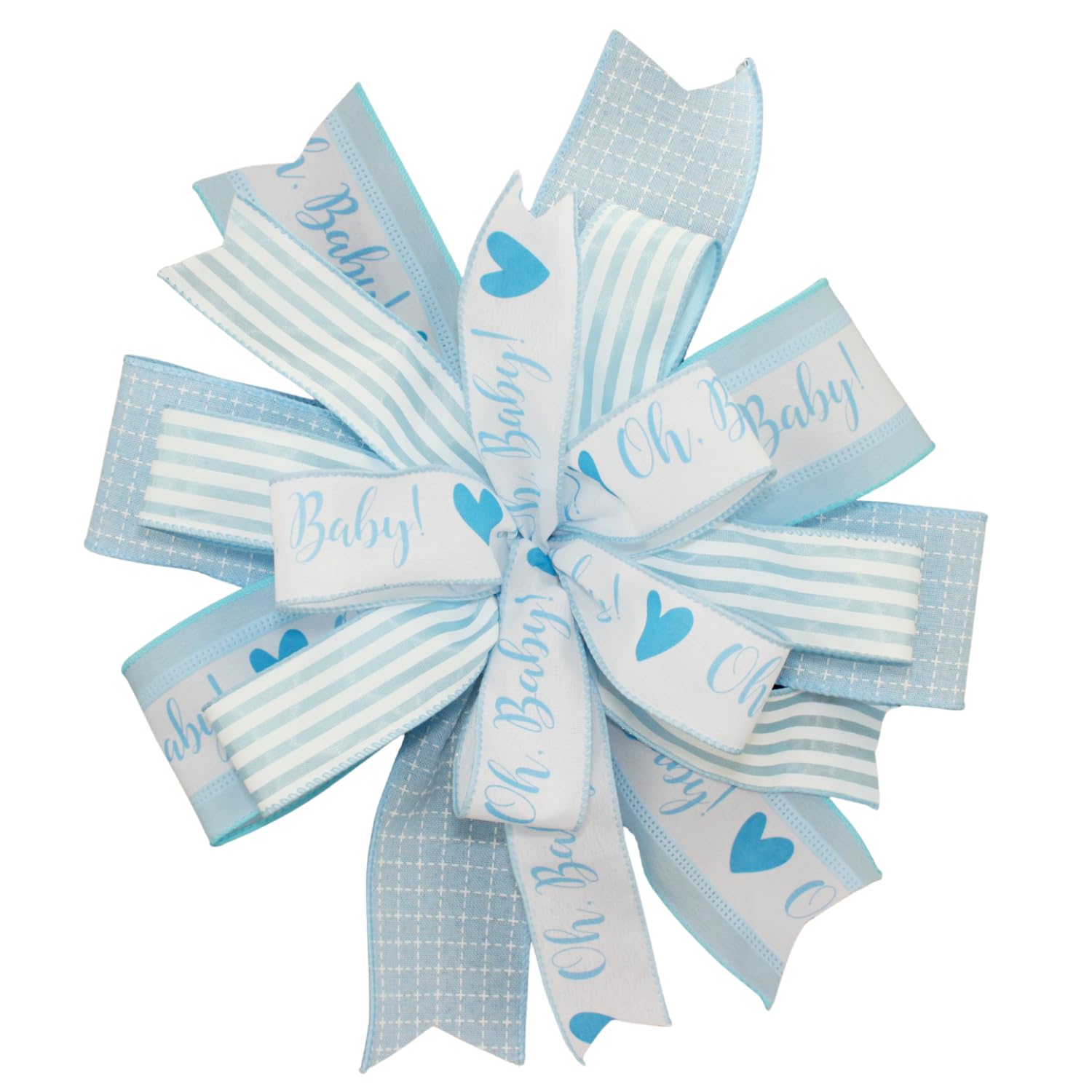 Oh Baby Boy Blue Wreath Bow - Made in USA