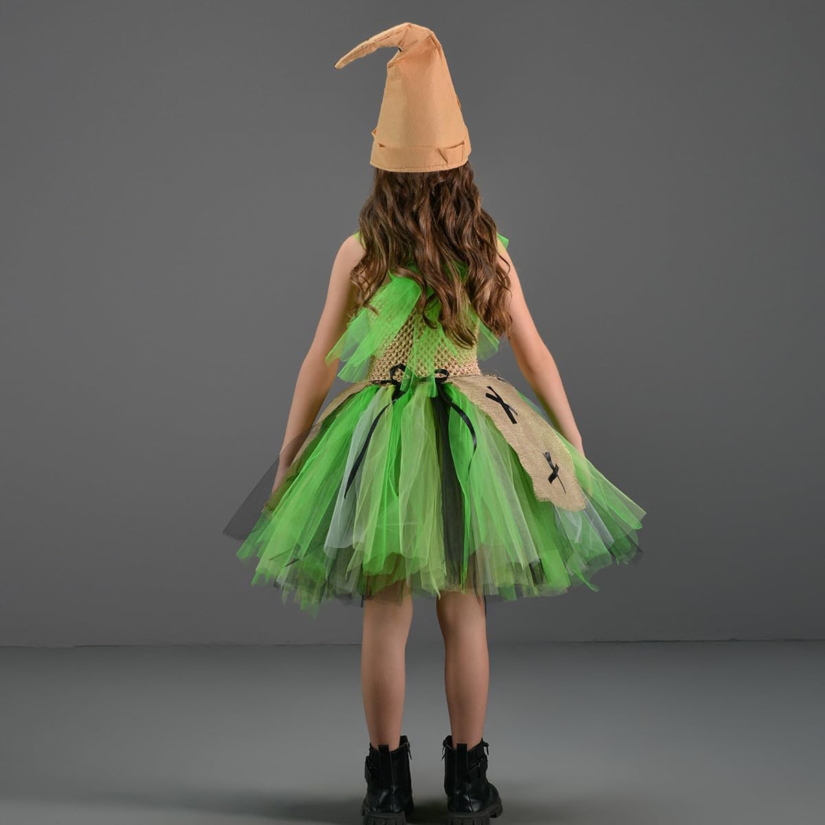 IDOPIP Halloween Costume Set for Girls Tutu Dress with Hat 2PCS Set