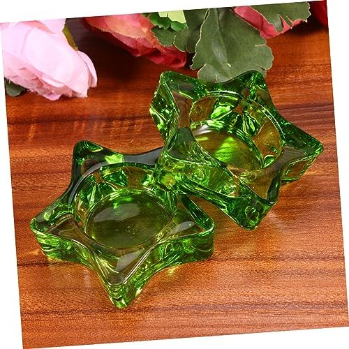 Garneck 2 Pcs Glass Star Candlestick Holder Decor