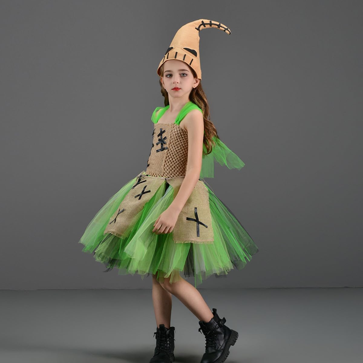 IDOPIP Halloween Costume Set for Girls Tutu Dress with Hat 2PCS Set