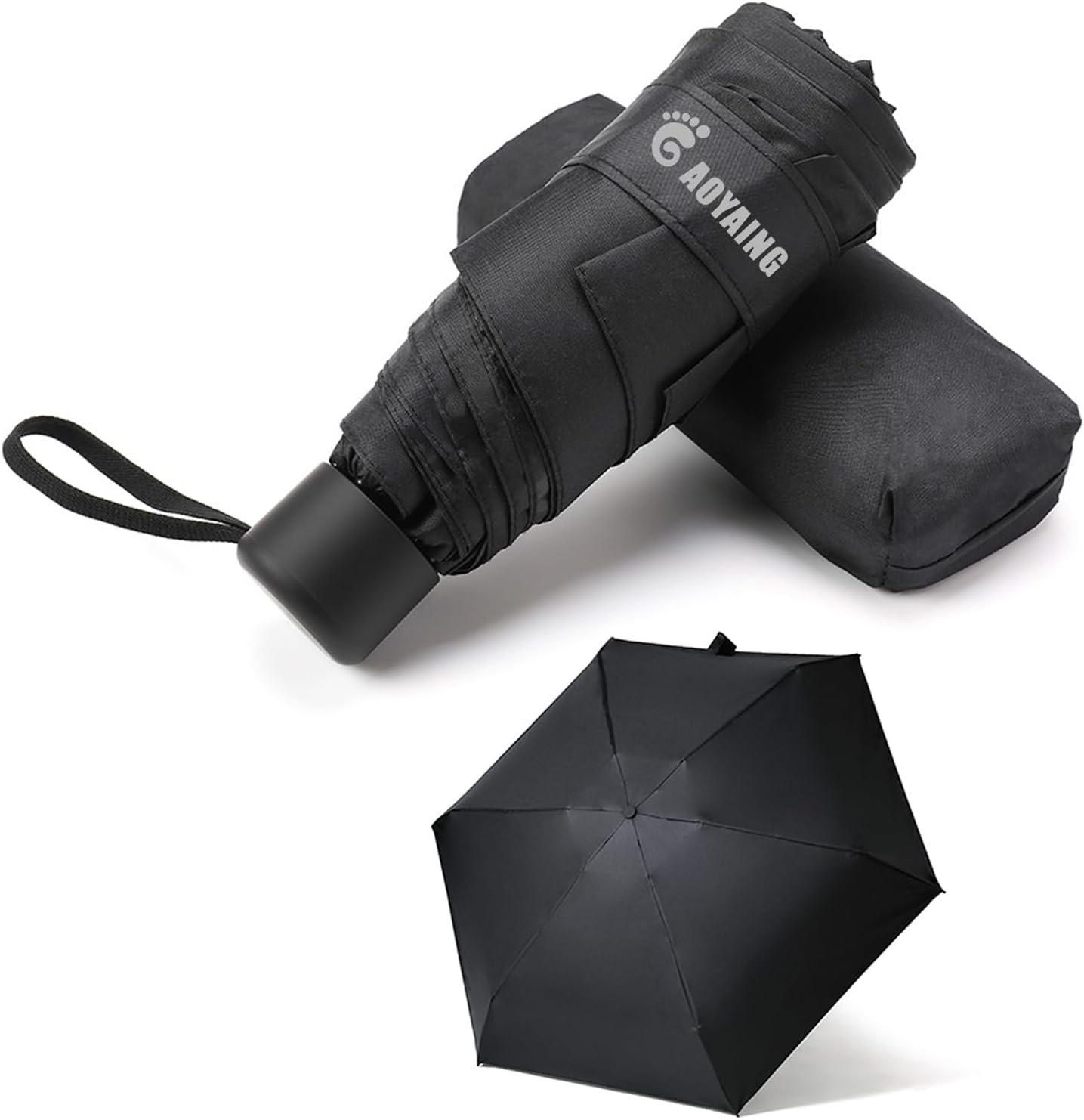 GAOYAING Small Mini Umbrella with Case 34 Inches Black