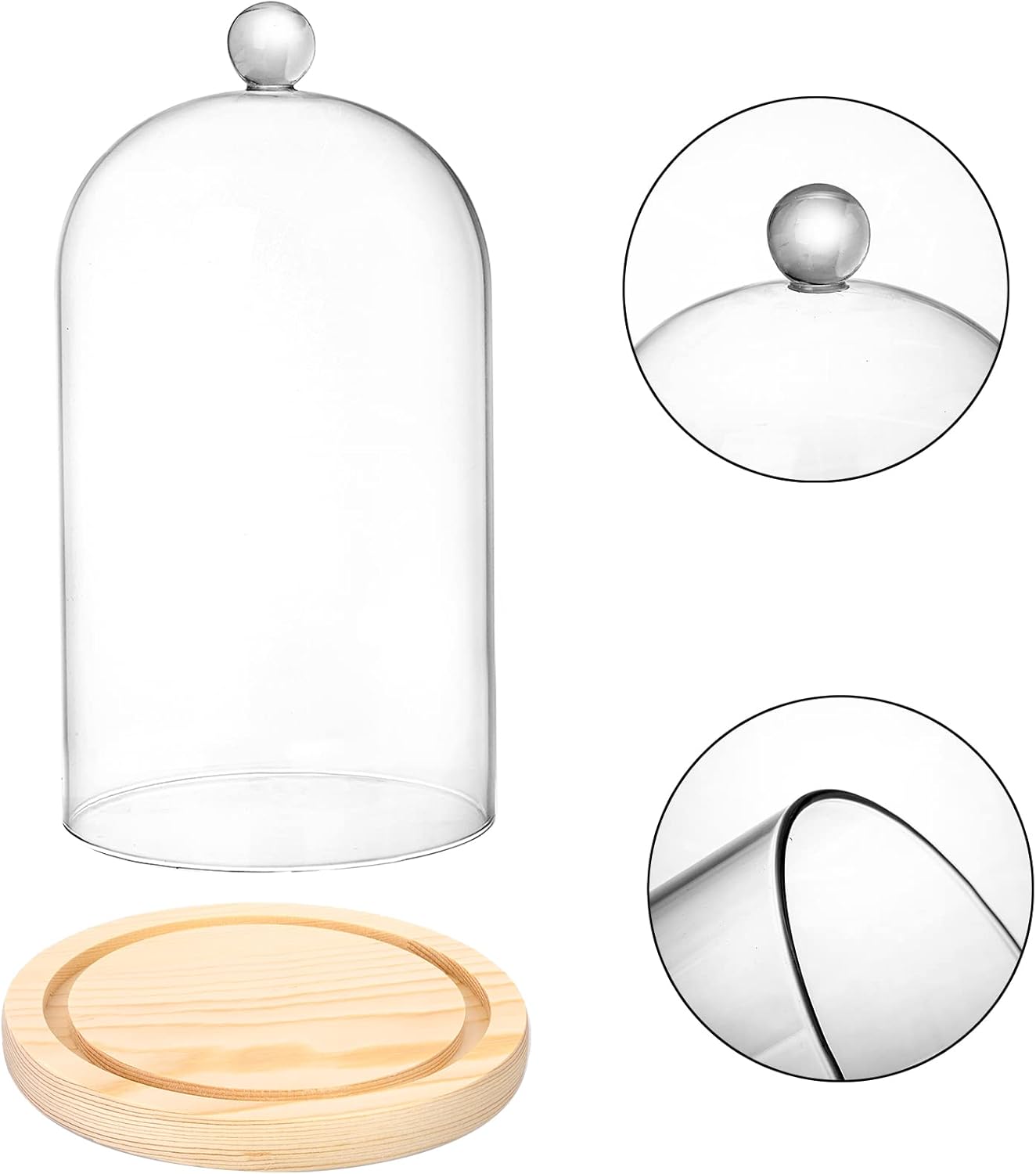 Lyellfe 2 Pack Glass Dome Cloche with Wooden Base 1