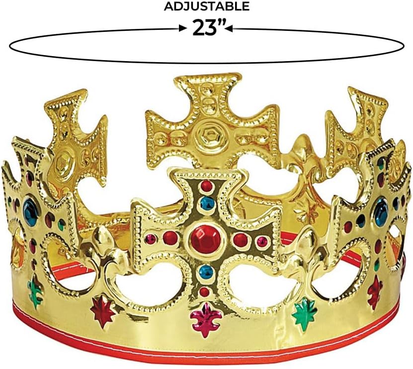 Unique Gold Plastic King Crown - One Size 1