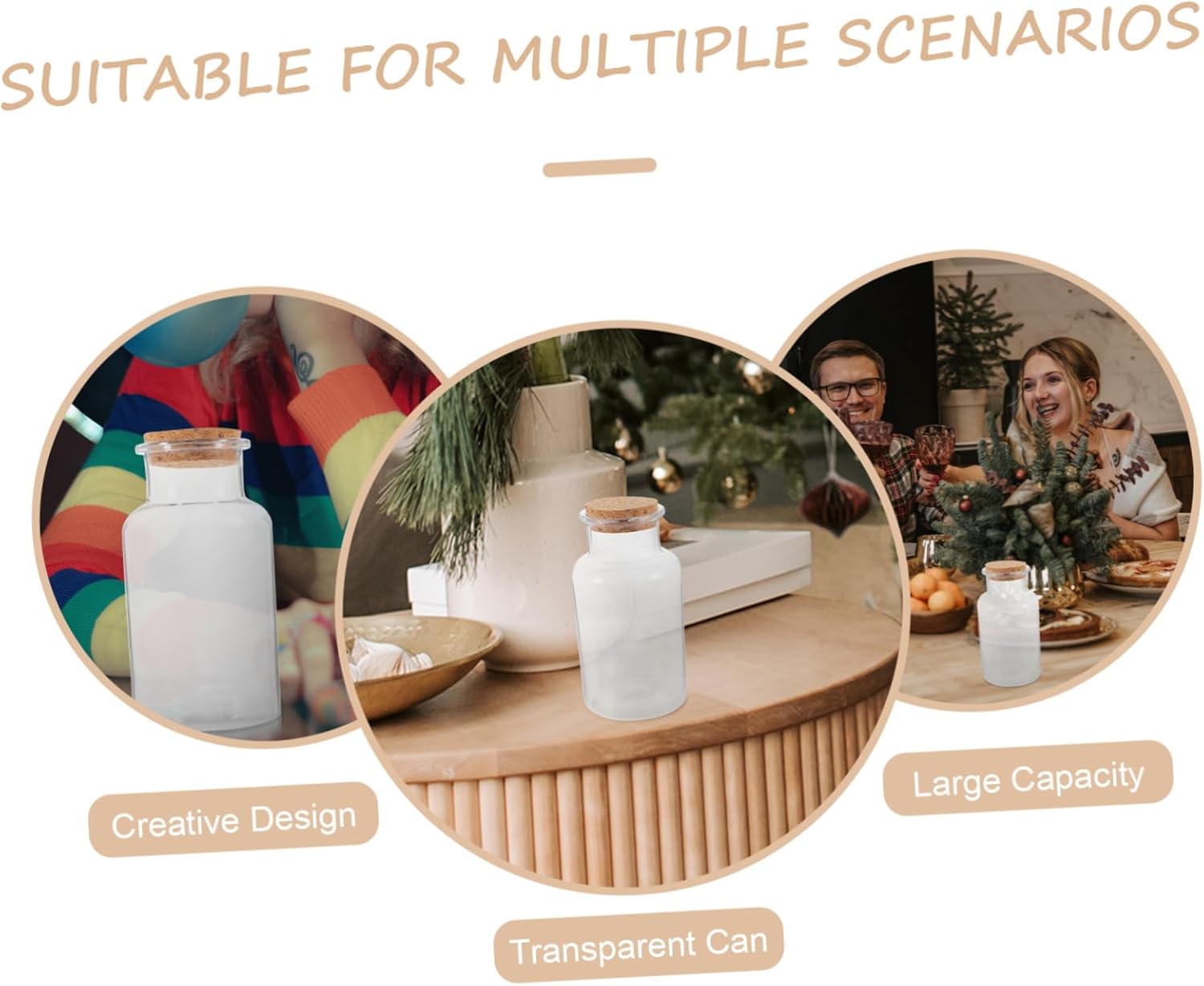 Ciieeo 4pcs Wood Cutouts Decorative Bottles with Lids