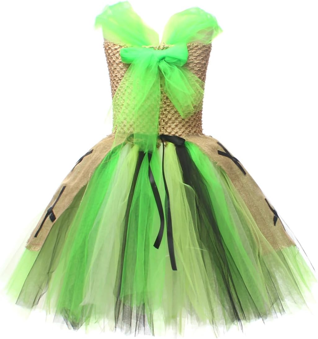 IDOPIP Halloween Costume Set for Girls Tutu Dress with Hat 2PCS Set