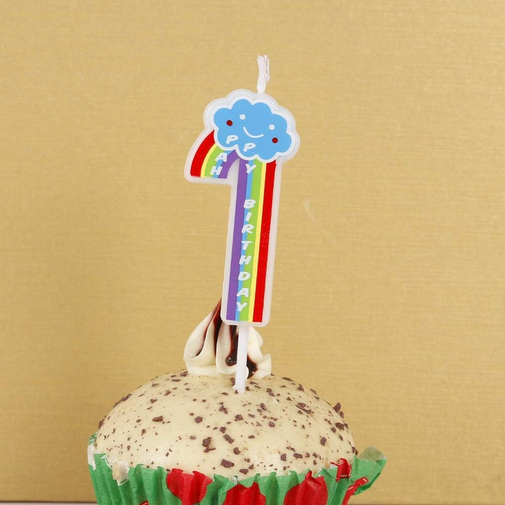 T-shin Rainbow Number 1 Birthday Candle for Baby Kids
