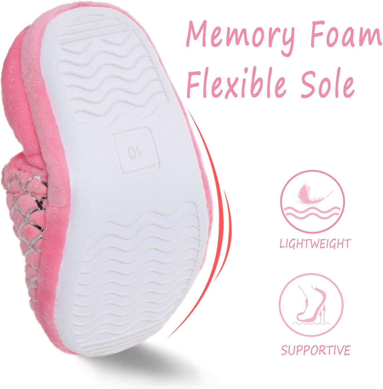 MIXIN Cute Kids Slippers with Memory Foam and Rubber Sole