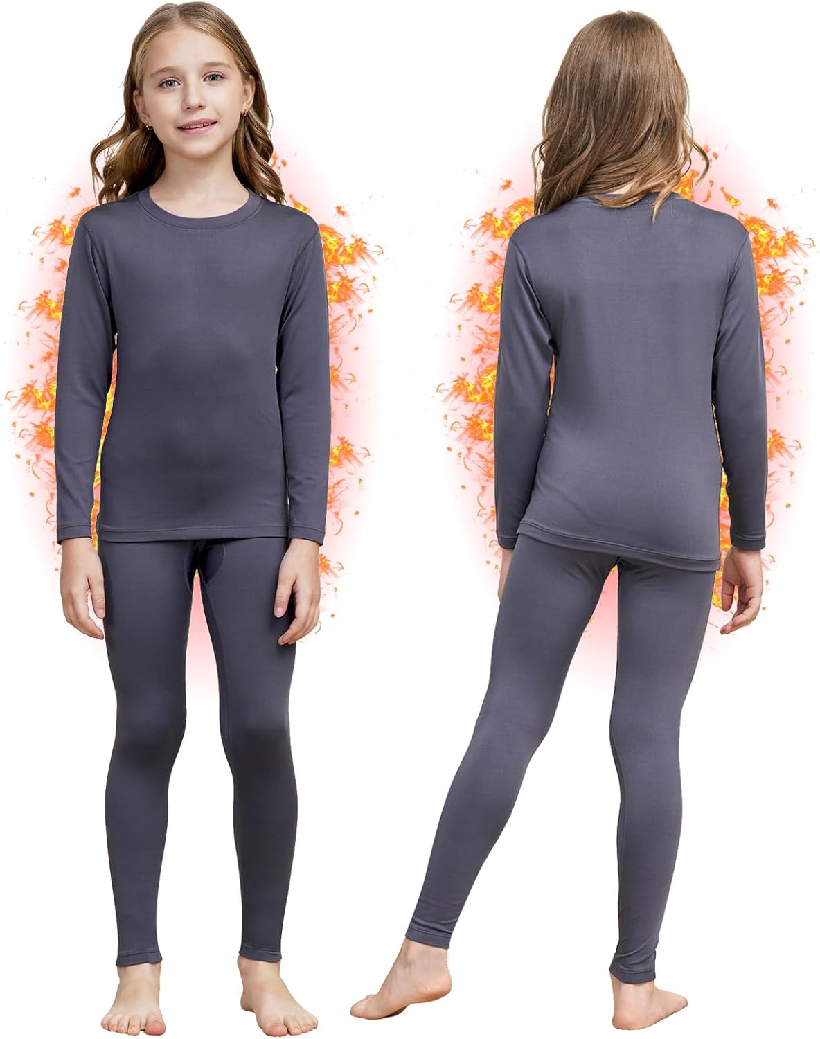 HEROBIKER Girls Thermal Underwear Set Ultra Soft Fleece Lined